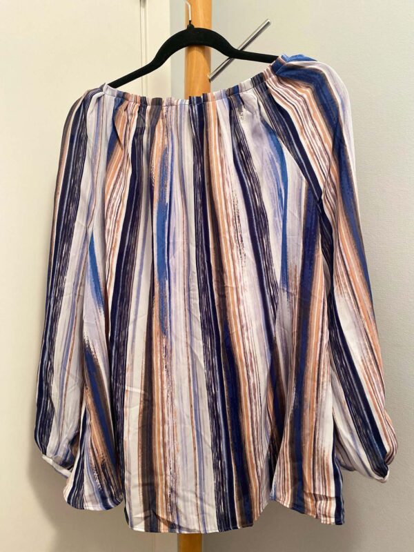 Jennifer Lopez Long Sleeve Striped Blue Blouse | Size S - Image 5