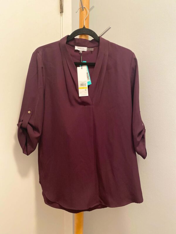 Calvin Klein Purple Roll-Sleeve Blouse | Size M