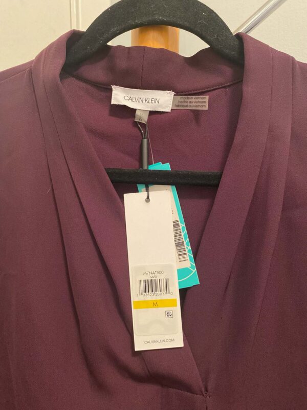 Calvin Klein Purple Roll-Sleeve Blouse | Size M - Image 2