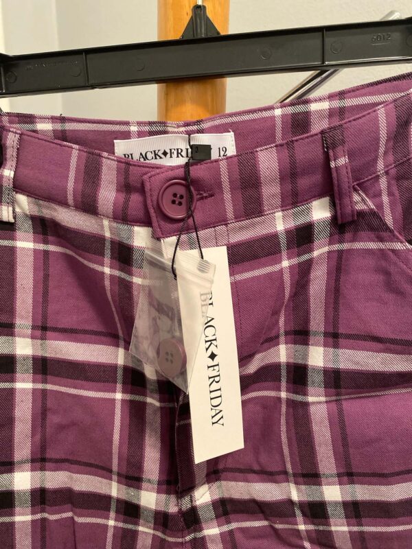 Black Friday Purple Plaid Shorts | Size 12 - Image 2