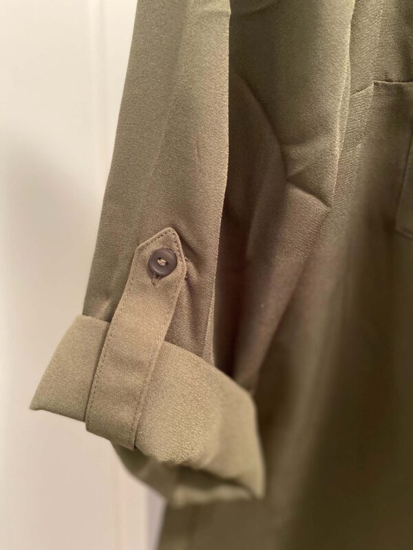 Olive 3/4 Length Sleeve Button Down Shirt | Size XL - Image 3