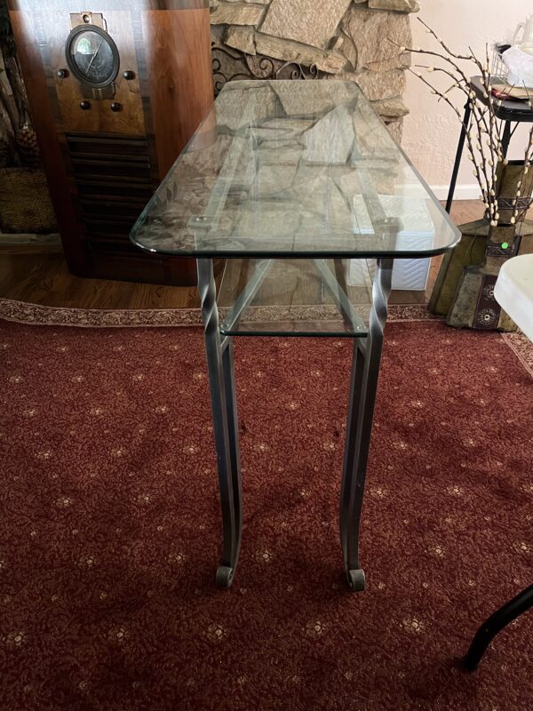 Glass and Iron Two-Tier Table - Image 2