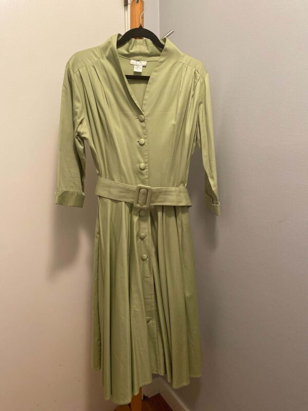 Mint Green Three-Quarter Length Sleeve, Tea Length Dress