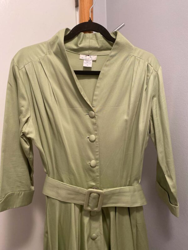 Mint Green Three-Quarter Length Sleeve, Tea Length Dress - Image 2