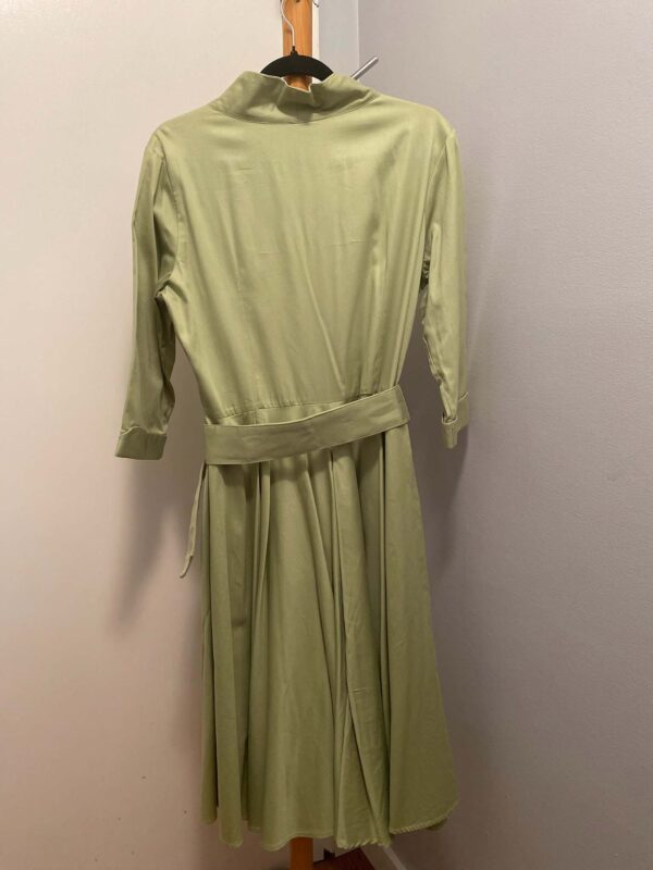 Mint Green Three-Quarter Length Sleeve, Tea Length Dress - Image 3