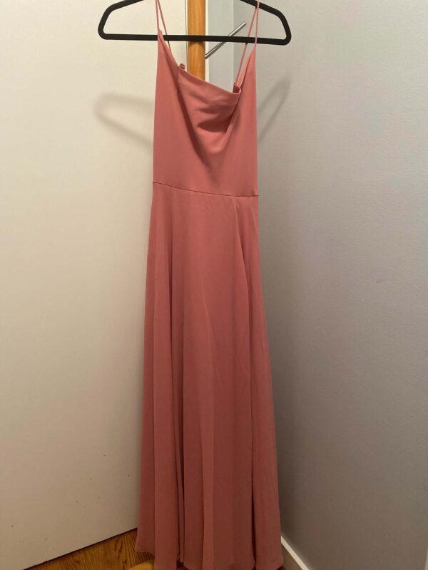 Rose Pink Spaghetti Strap Floor Length Gown