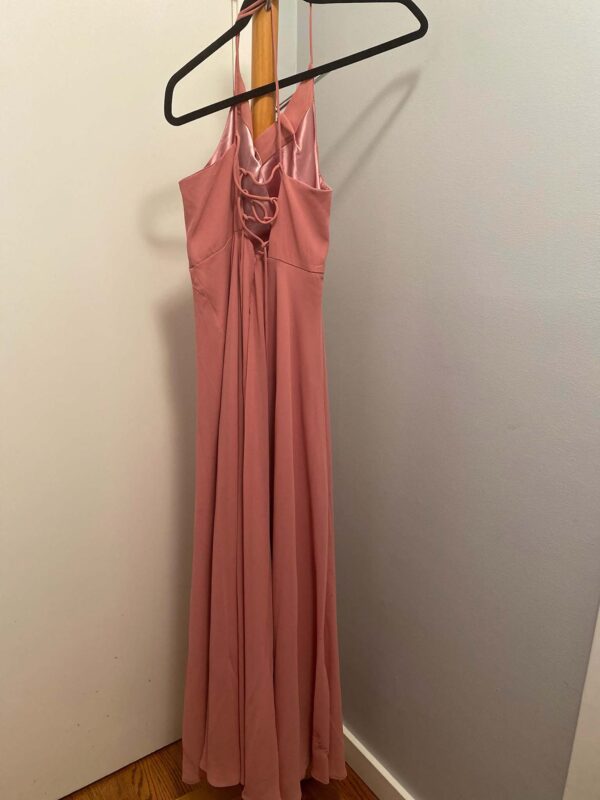 Rose Pink Spaghetti Strap Floor Length Gown - Image 3