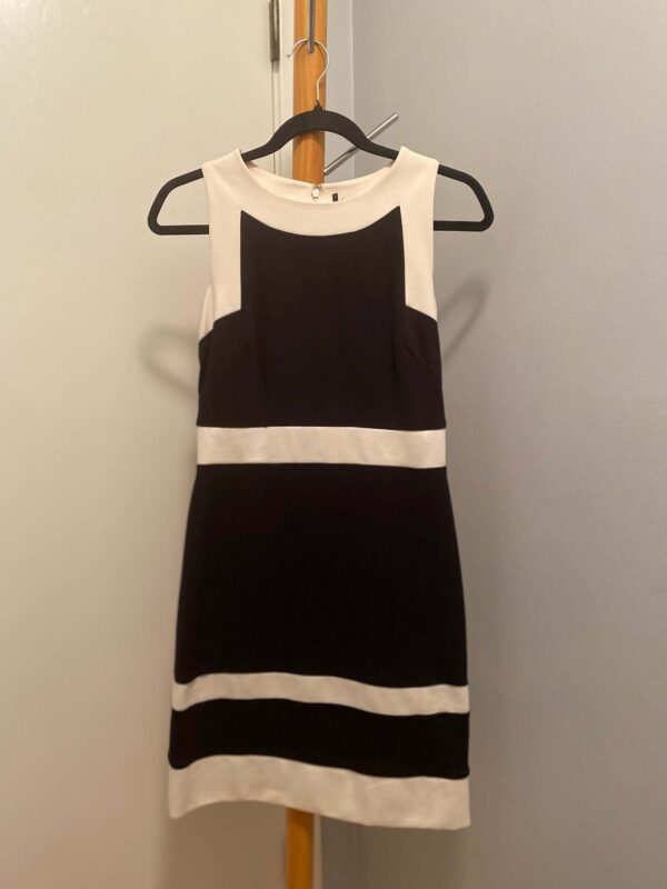 White House Black Market Black and White Color Block Tank Sleeve Mini Dress