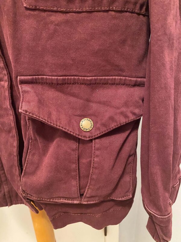 Tinsel Burgundy Zip and Snap Front Military Style Jacket Size XS - Image 4