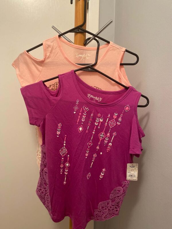 Lot of 2 Mudd Girls Cold Shoulder Youth T-Shirts Size 10